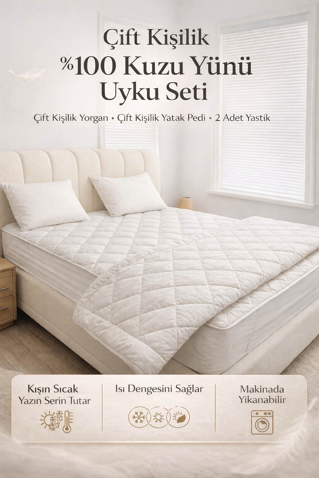 Sade Yün Uyku Seti – Çift Kişilik