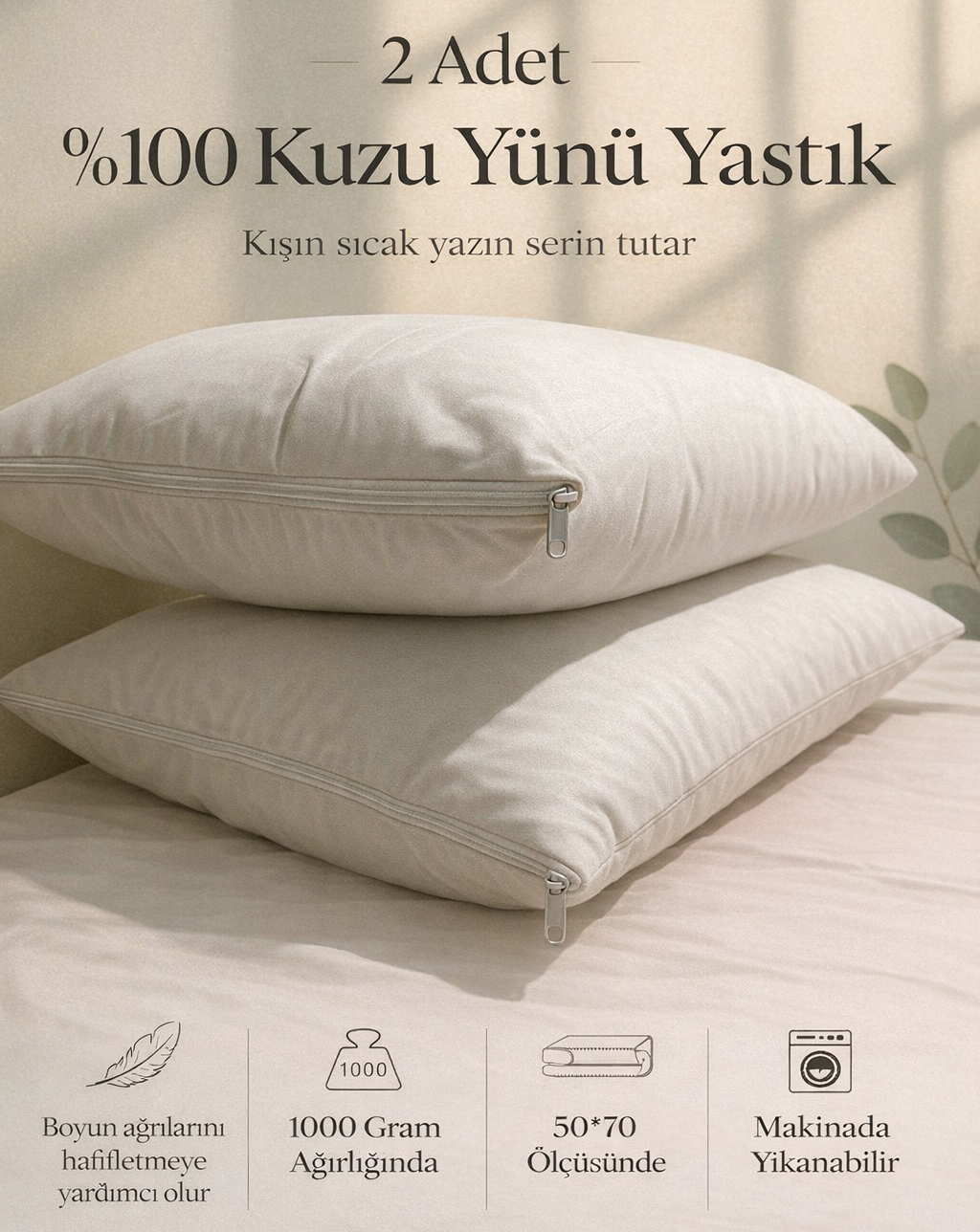 2 Adet %100 Boncuk Kuzu Yünü Yasık