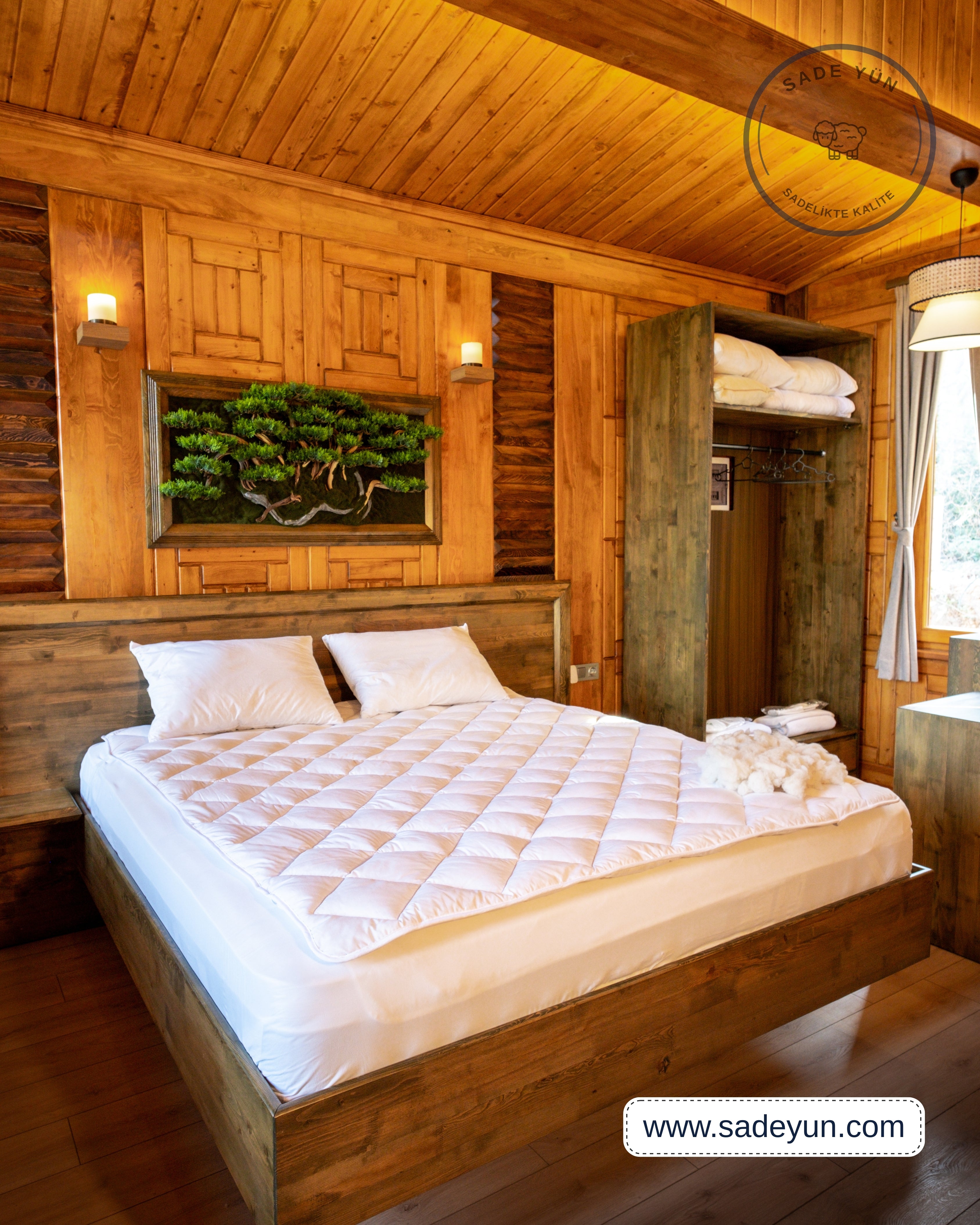 2 Kişilik Kuzu Yünü Yatak Pedi 160*200