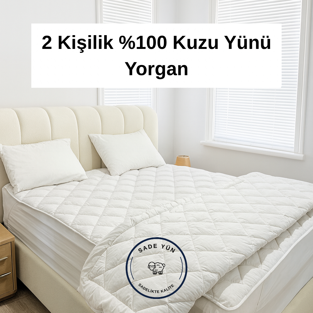 ÇİFT KİŞİLİK %100 KUZU YÜNÜ YORGAN 195*220