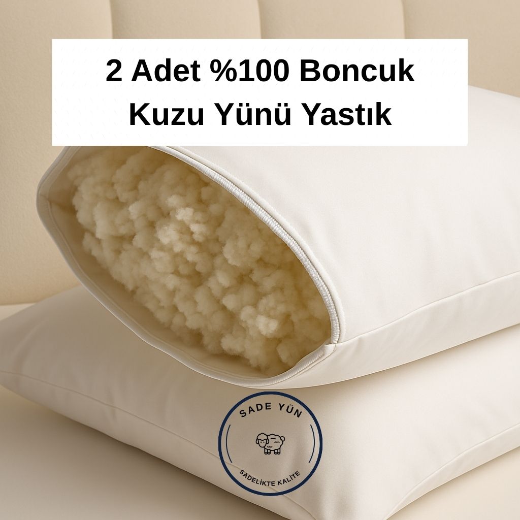 2 Adet %100 Boncuk Kuzu Yünü Yasık