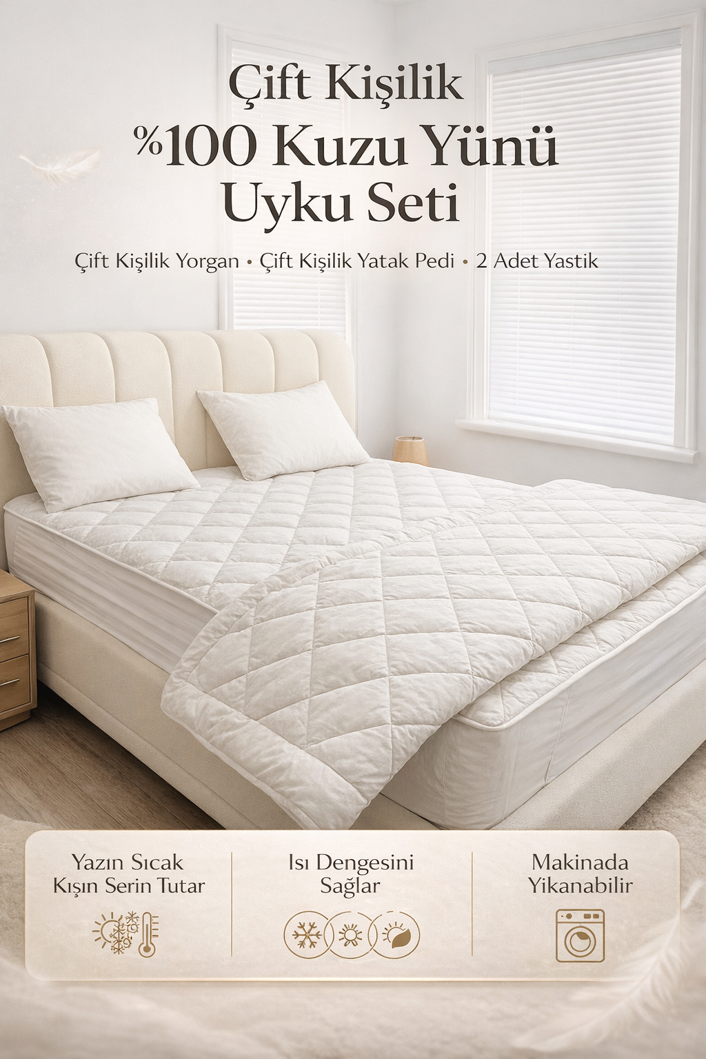 Sade Yün Uyku Seti – Çift Kişilik